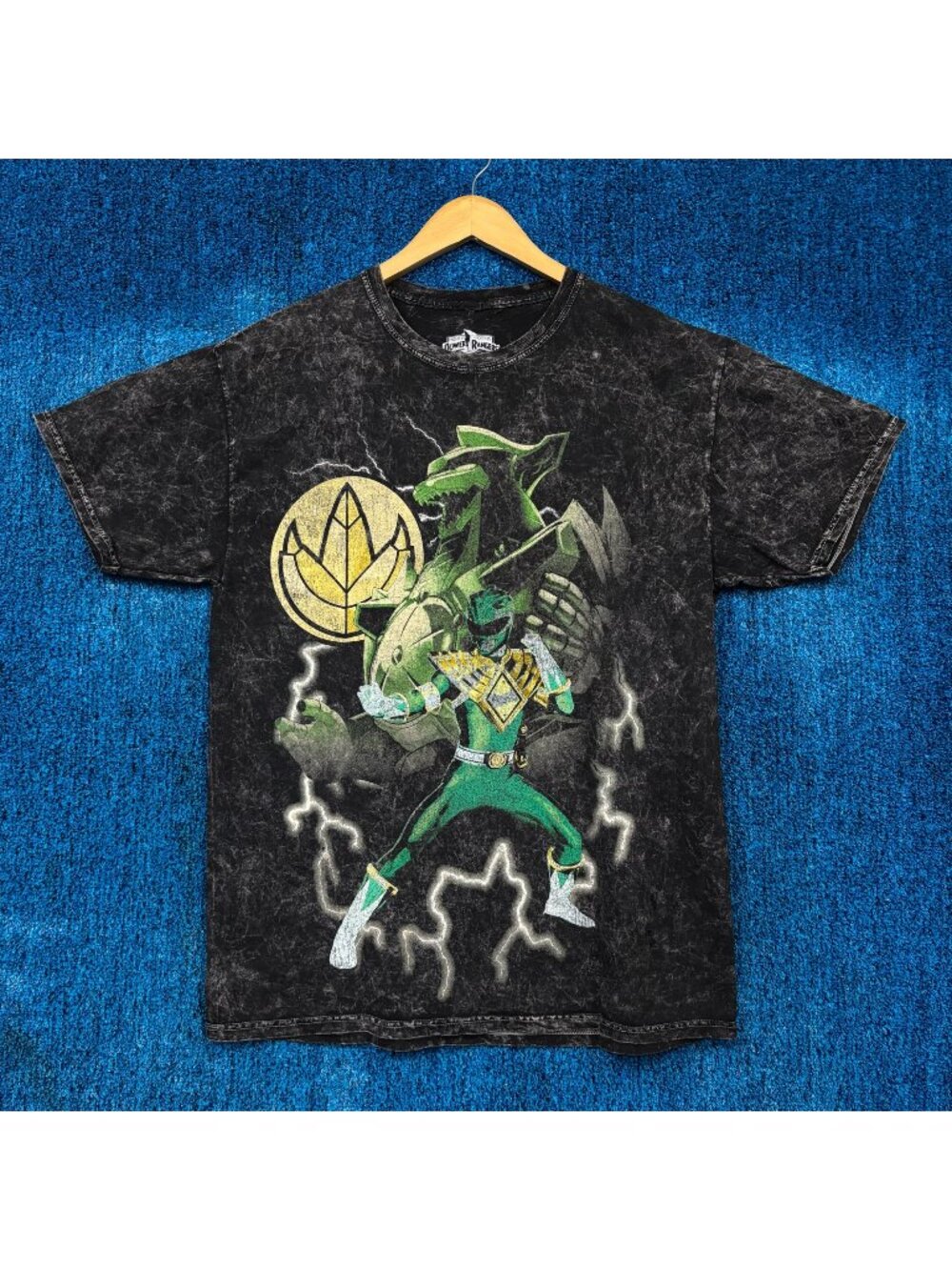 Green Power Rangers Mineral Wash T-Shirt Size Medium